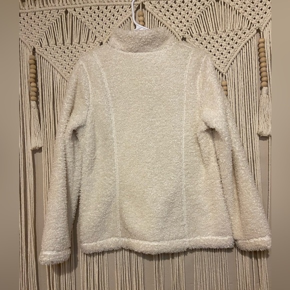 J.Jill off white Two way zip Faux Curly fur sherpa Jacket womens size Medium - Picture 9 of 12
